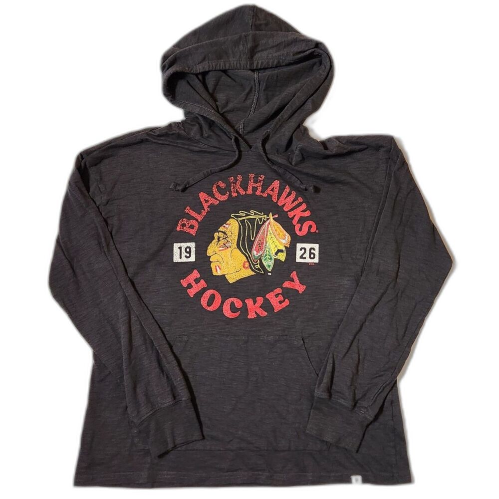 Chicago Blackhawks Women’s Medium Lightweight Hoodie – Charcoal Gray